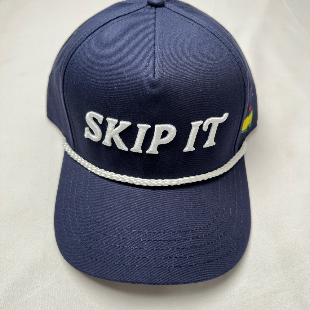 ⛳️Masters "SKIP IT" GOLF HAT (BLUE W/WHITE BRAIDED TRIM AND MASTERS LOGO) NWT